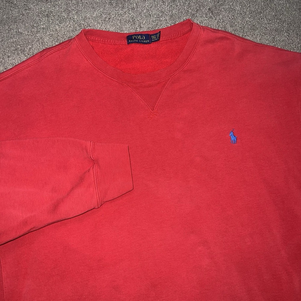 Polo Ralph Lauren Sweatshirt Mens 2XLT Red Pony Logo Fleece Pullover Crewneck